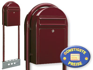 Briefkasten Bobi Classic 3005 mit Bobi Round bordeaux