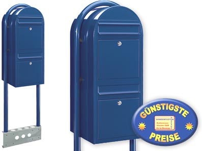 2er Briefkasten Bobi Duo 5003 mit Bobi Round blau