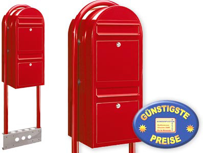 2er Briefkasten Bobi Duo 3001 mit Bobi Round rot