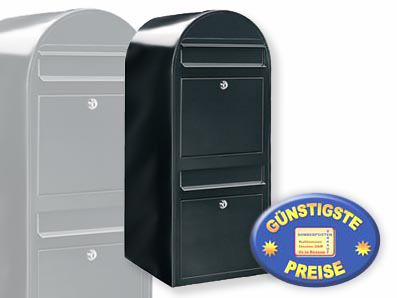 2er Briefkasten Bobi Duo 9005 strukturschwarz