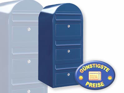 3er Briefkasten Bobi Trio 5003 blau