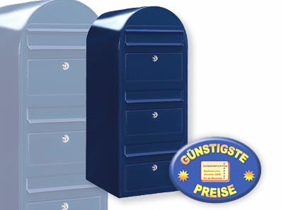 3er Briefkasten Bobi Trio 5004 schwarzblau