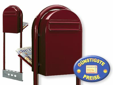 Briefkasten Bobi Classic B 3005 mit Bobi Round bordeaux