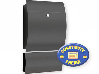 BKV Designer Briefkasten Modell 77 + Zeitungsbox 78 anthrazit