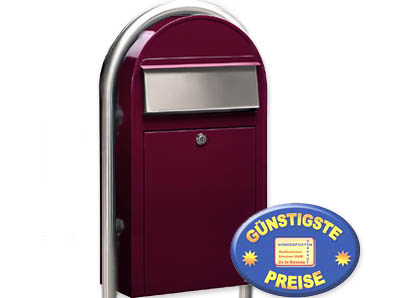 Briefkasten Bobi Grande S 3005 bordeaux mit Bobi Round i