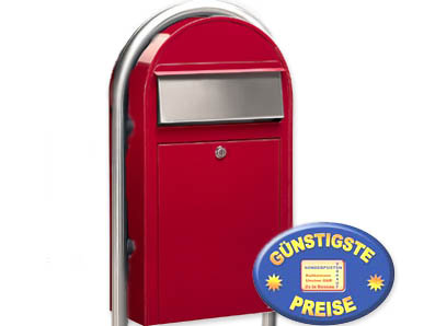 Briefkasten Bobi Grande S 3001 rot mit Bobi Round i