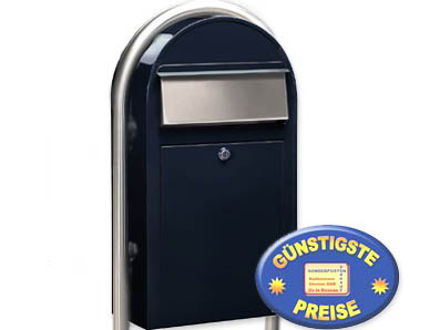 Briefkasten Bobi Grande S 5004 schwarzblau mit Bobi Round i