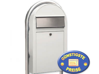 Briefkasten Bobi Grande S 9016 wei mit Bobi Round i