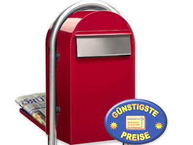 Groraum-Briefkasten Bobi Grande B 3001 rot mit Bobi Round i