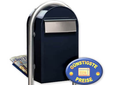 Groraum-Briefkasten Bobi Grande B 5004 schwarzblau mit Bobi Round i