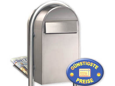 Groraum-Briefkasten Bobi Grande B i in Edelstahl mit Bobi Round i