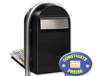 Groraum-Briefkasten Bobi Grande B 9005 strukturschwarz mit Bobi Round i