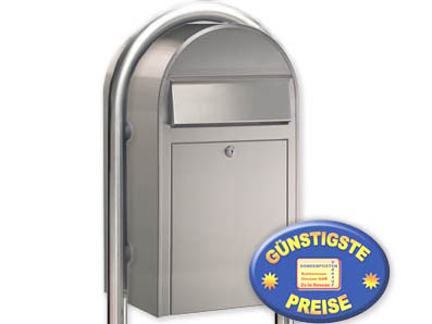 Groraum-Briefkasten Bobi Grande i in Edelstahl mit Bobi Round i