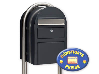 Briefkasten Bobi Swiss 7016 grau/Edelstahl mit Bobi Round i