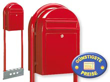 Briefkasten Bobi Classic 3001 mit Bobi Round rot