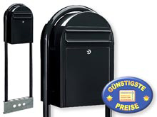 Briefkasten Bobi Classic 9005 mit Bobi Round strukturschwarz