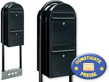 2er Briefkasten Bobi Duo 9005 mit Bobi Round strukturschwarz