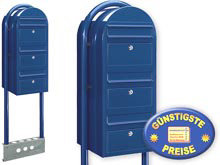 3er Briefkasten Bobi Trio 5003 mit Bobi Round blau