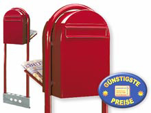 Briefkasten Bobi Classic B 3001 mit Bobi Round rot
