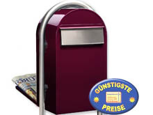 Groraum-Briefkasten Bobi Grande B 3005 bordeaux mit Bobi Round i