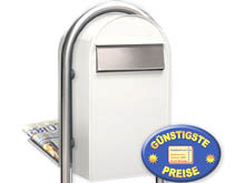 Groraum-Briefkasten Bobi Grande B 9016 wei mit Bobi Round i