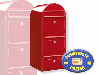 3er Briefkasten Bobi Trio 3001 rot