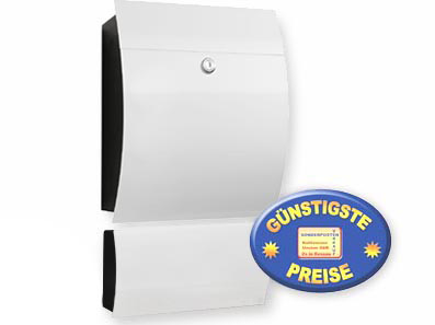 BKV Designer Briefkasten Modell 87 + Zeitungsbox 85 weiß