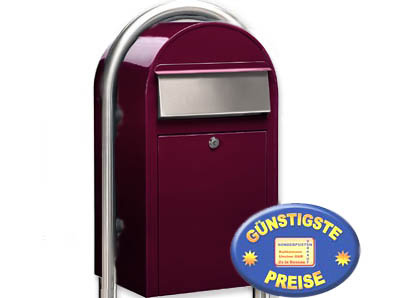 Groraum-Briefkasten Bobi Grande 3005 bordeaux mit Bobi Round i