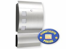 Briefkasten CMD New Design 46 mit Zeitungsbox 50 Edelstahl